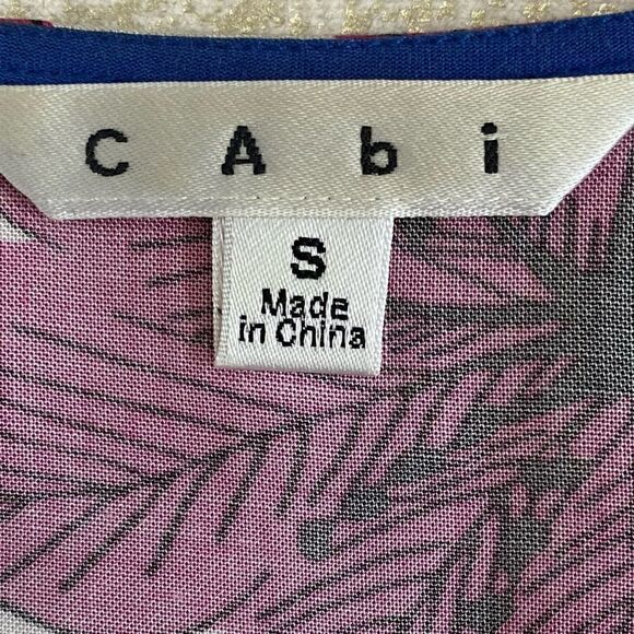 Cabi Vintage Fuchsia & Blue Hawaiian inspired tropical print blouse. Sz S - Picture 3 of 6